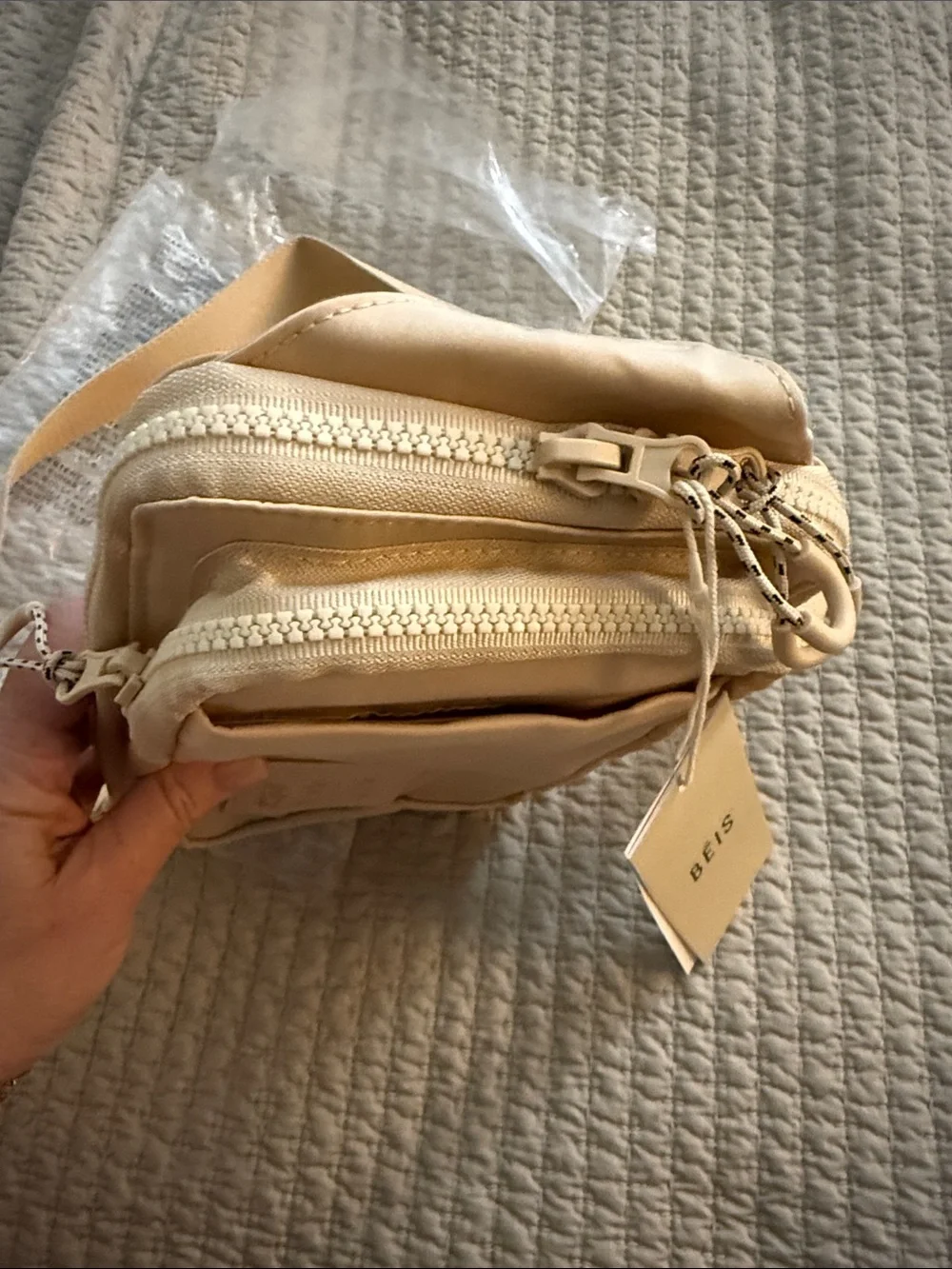 BEIS Small Crossbody Bag in Light Beige all in one sling NWT